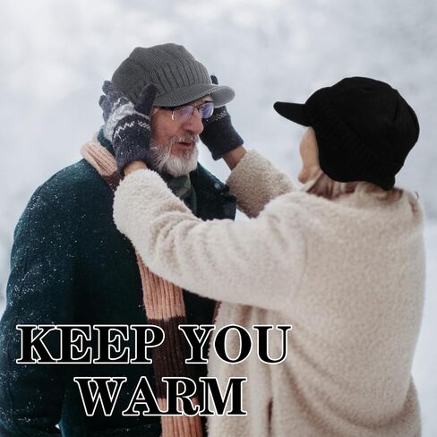 4 Pcs Winter Beanie Men Visor Hat with Earflaps Outdoor Knit Hat Thick Fleece Lined Ski Winter Hat for Men Women in Saudi Arabia