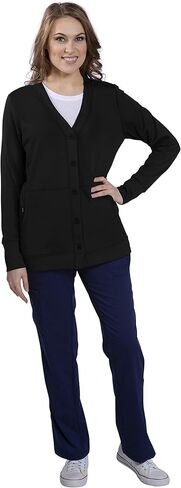 سترة صوفية للنساء من Healing Hands Scrubs Becca برقبة على شكل حرف V - أسود - مقاس XXX-Large in Kuwait