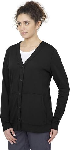 سترة صوفية للنساء من Healing Hands Scrubs Becca برقبة على شكل حرف V - أسود - مقاس XXX-Large in Kuwait