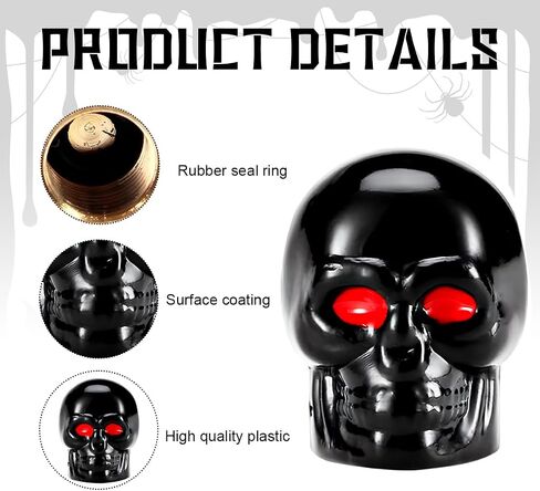 4 PCS Skull Style Valve Caps, Copper Red-Eyed Skull Tire Valve Protection Cover with Rubber Ring, Decorative Wheel Valve Cover for Car Motorcycle Bicycle, Car Accessories (Black) in Kuwait