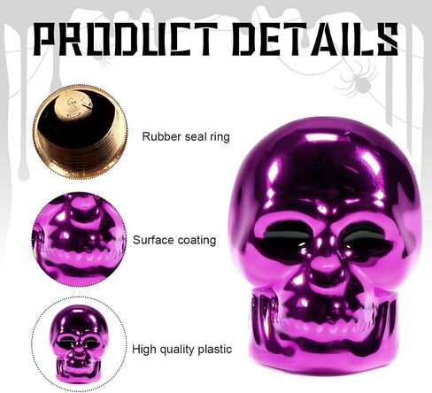 4 PCS Skull Style Valve Caps, Copper Red-Eyed Skull Tire Valve Protection Cover with Rubber Ring, Decorative Wheel Valve Cover for Car Motorcycle Bicycle, Car Accessories (Black) in Kuwait
