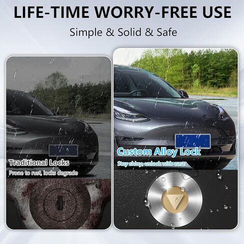 إطار لوحة ترخيص أمامي 2024 لطراز Tesla Y/3 【بدون مثقاب، قفل مخصص】حامل لوحة ترخيص، حامل لوحة ترخيص مضاد للسرقة للطراز Y 2021-2024 والطراز 3 2021-2023 (غير مناسب للطراز 3 2024) in Kuwait