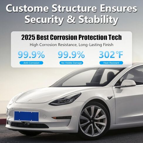 إطار لوحة ترخيص أمامي 2024 لطراز Tesla Y/3 【بدون مثقاب، قفل مخصص】حامل لوحة ترخيص، حامل لوحة ترخيص مضاد للسرقة للطراز Y 2021-2024 والطراز 3 2021-2023 (غير مناسب للطراز 3 2024) in Kuwait