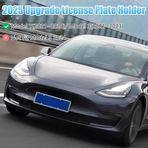 إطار لوحة ترخيص أمامي 2024 لطراز Tesla Y/3 【بدون مثقاب، قفل مخصص】حامل لوحة ترخيص، حامل لوحة ترخيص مضاد للسرقة للطراز Y 2021-2024 والطراز 3 2021-2023 (غير مناسب للطراز 3 2024) in Kuwait