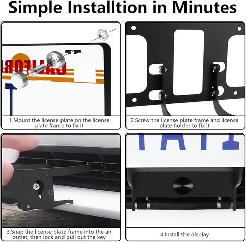 إطار لوحة ترخيص أمامي 2024 لطراز Tesla Y/3 【بدون مثقاب، قفل مخصص】حامل لوحة ترخيص، حامل لوحة ترخيص مضاد للسرقة للطراز Y 2021-2024 والطراز 3 2021-2023 (غير مناسب للطراز 3 2024) in Kuwait