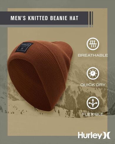 Hurley Men's Shifty Beanie - Lightweight Classic Double Layered Flat Knitted Bonnet Winter Hat for Men in Kuwait