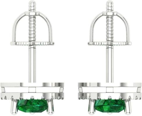 2.72 ct Brilliant Pear Cut Halo Studs Emerald 18K White Gold Desginer Affordable Earrings Screw back in Saudi Arabia