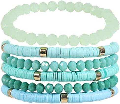Bohemian Beaded Bracelets Multilayer Stackable Beads Wrap Bracelet Stretch Crystal Bead Bracelet for Women Teen Girls Christmas Gift Jewelry in Kuwait