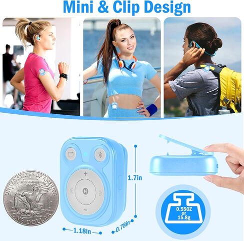 Bluetooth MP3 Player with OTG Function, 64GB Mini MP3 with Clip, Portable Lightweight Music Player with Earphone for Sports, Running, Cycling, Exercise in Saudi Arabia