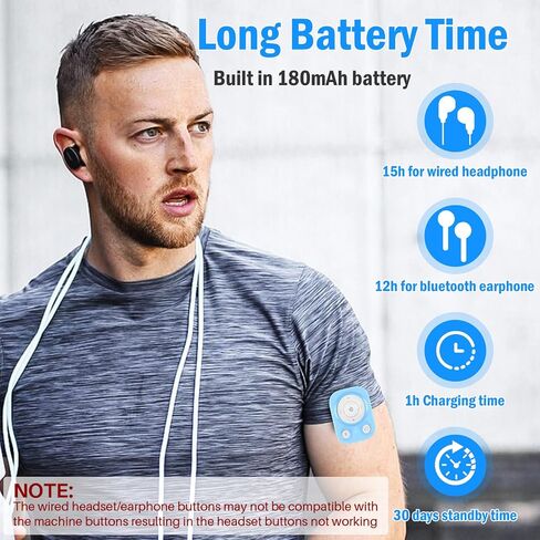Bluetooth MP3 Player with OTG Function, 64GB Mini MP3 with Clip, Portable Lightweight Music Player with Earphone for Sports, Running, Cycling, Exercise in Saudi Arabia