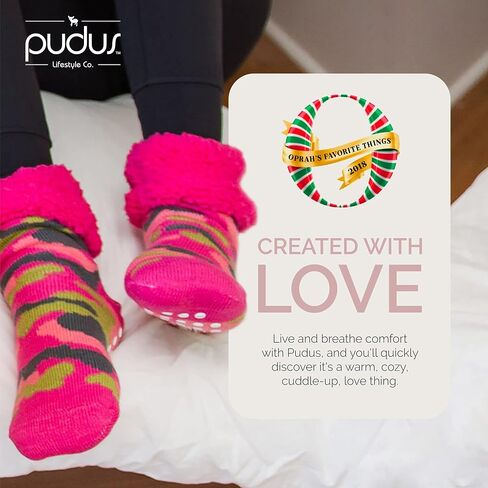 Pudus Cozy Winter Slipper Socks Women & Men w Non-Slip Grippers Faux Fur Sherpa in Saudi Arabia
