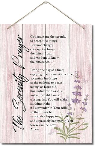 The Serenity Prayer Wall Decor Sign, Bible Verse Inspirational Quote, Hanging Printed Wall Plaque Wood Signs, Living Room Bedroom Home Decor, Christian Scripture Prayer Wall Decor 10X7.8inch C in Kuwait