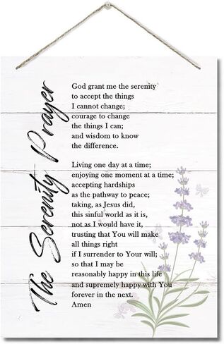 The Serenity Prayer Wall Decor Sign, Bible Verse Inspirational Quote, Hanging Printed Wall Plaque Wood Signs, Living Room Bedroom Home Decor, Christian Scripture Prayer Wall Decor 10X7.8inch C in Kuwait