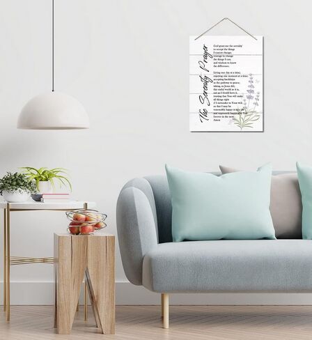 The Serenity Prayer Wall Decor Sign, Bible Verse Inspirational Quote, Hanging Printed Wall Plaque Wood Signs, Living Room Bedroom Home Decor, Christian Scripture Prayer Wall Decor 10X7.8inch C in Kuwait