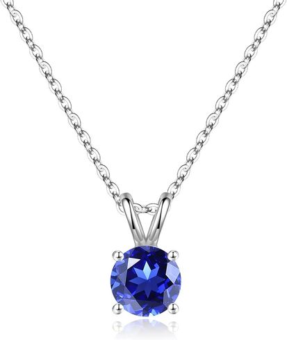 SMILEST Birthstone Necklace for Women Mom Wife, 1ct Sparkle Round Cut Birthstone Pendant 18K White Yellow Rose Gold Plated 925 Sterling Silver Birthstone Gifts for Women Mom Wife Friend in Kuwait