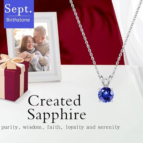 SMILEST Birthstone Necklace for Women Mom Wife, 1ct Sparkle Round Cut Birthstone Pendant 18K White Yellow Rose Gold Plated 925 Sterling Silver Birthstone Gifts for Women Mom Wife Friend in Kuwait