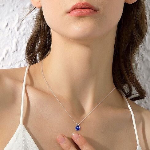 SMILEST Birthstone Necklace for Women Mom Wife, 1ct Sparkle Round Cut Birthstone Pendant 18K White Yellow Rose Gold Plated 925 Sterling Silver Birthstone Gifts for Women Mom Wife Friend in Kuwait