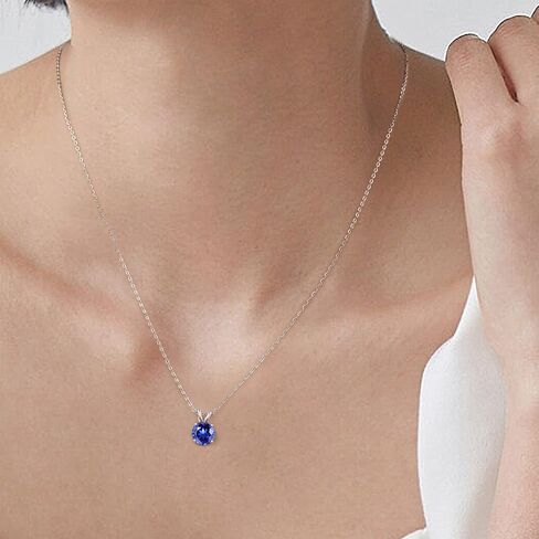 SMILEST Birthstone Necklace for Women Mom Wife, 1ct Sparkle Round Cut Birthstone Pendant 18K White Yellow Rose Gold Plated 925 Sterling Silver Birthstone Gifts for Women Mom Wife Friend in Kuwait