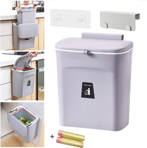 Collapsible Kitchen Trash Can for Counter Top or Under Sink,Plastic Indoor Compost Bin,2.6 Gallon for Cabinet/Car Trash Can with Lid in Saudi Arabia