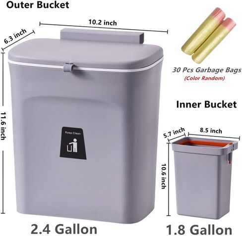 Collapsible Kitchen Trash Can for Counter Top or Under Sink,Plastic Indoor Compost Bin,2.6 Gallon for Cabinet/Car Trash Can with Lid in Saudi Arabia