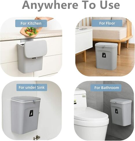 Collapsible Kitchen Trash Can for Counter Top or Under Sink,Plastic Indoor Compost Bin,2.6 Gallon for Cabinet/Car Trash Can with Lid in Saudi Arabia