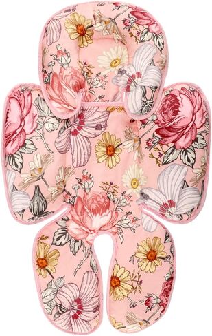 Infant Car Seat Insert for Newborn Girls Boys, HNHUAMING 2 In 1 Reversible Baby Car Seat Head & Body Support, Extra Soft Baby Car Seat Cushion Insert for Strollers, Swings, and Bouncers, Purple Floral in Saudi Arabia