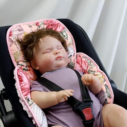 Infant Car Seat Insert for Newborn Girls Boys, HNHUAMING 2 In 1 Reversible Baby Car Seat Head & Body Support, Extra Soft Baby Car Seat Cushion Insert for Strollers, Swings, and Bouncers, Purple Floral in Saudi Arabia