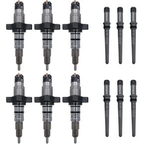 0445120238 Set of 6 Diesel Common Rail Fuel Injectors & Connector Tubes Compatible with Dodge Ram 2500 3500 2004-2009 5.9L 0986435505 0445120103 0445120208