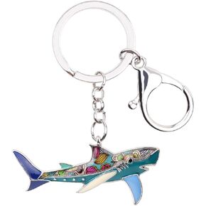 WEVENI Enamel Alloy Shark Key Chain Ring Handbag Bag Charm Keychain Fashion Ocean Fish Jewelry for Women Bag Charm Gifts (Blue)