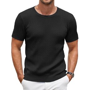 COOFANDY Men's Knit T Shirt Short Sleeve Crewneck Casual Vintage T-Shirts Summer Twist Knitted Pullover Tee in Kuwait