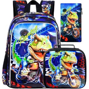 CCJPX 3PCS Cat Backpack for Boys, 16 Inch Kids Water Resistant Preschool Bookbags, Cool Elementary Kindergarten School Backpacks and Lunch Box