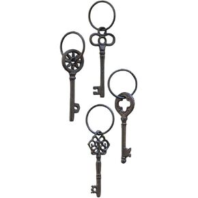 Young's Cast Iron Single Key on Ring, 7-Inch, Set of 4 (30444)