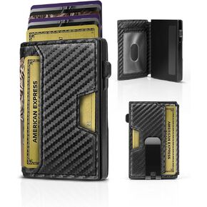Mens Wallet Card Holder, Slim Wallet for Men Minimalist, Front Pocket Wallets for Men Pop up Wallet with ID Window and Money Clip for Credit Card Holder, Smart Wallet for Men RFID Blocking