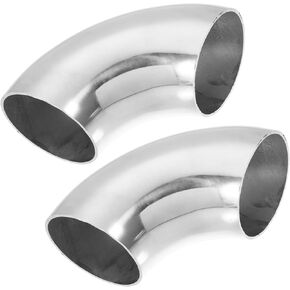 2pcs OD 1.9 Inch 90 Degree SS304 Stainless Steel Bend Tube Exhaust Elbow Pipe for Car Modified Exhaust System 0.06" Wall Thickness Piping Silver Tone Replacement