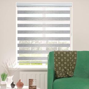 ShadesU Window Shades Dual Layer Zebra Roller Sheer Blind Light Filtering Window Treatments Privacy Light Control for Day and Night(Maxium Height 72inch) (Grey Color) (Width 69inch)