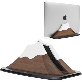 Vertical Laptop Stand - Snow Peak-Shaped Wooden Holder Dock Compatible with MacBook, Surface, Chromebook, Dell & More - Space-Saving Design for All Laptops