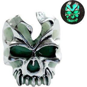 Skull Ring for Women Men Silver Glow in the Dark Blue Green Adjustable Mens Ring Gothic Y2k Western Thumb Biker Cool Anime Unique Jewelry