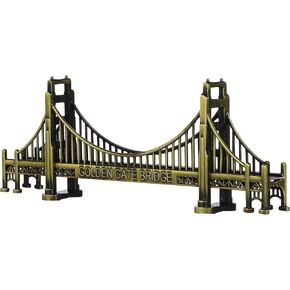 NOLITOY Golden Gate Bridge Model, Architecture Bridge Statue 7 Inch American Souvenir Sculptures Golden Retro Figurine for Tabletop Home Decor