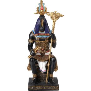 Veronese Design 9 1/4 Inch Thoth Egyptian God of Wisdom Resin Sculpture Hand Painted Black Gold Finish