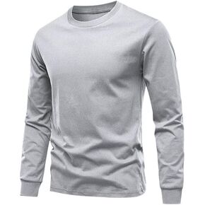 Huata Men's T-Shirt Long Sleeve Crewneck Cotton Tees