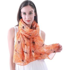 Lina & Lily Halloween Spider Web Print Women's Scarf Shawl Wrap Lightweight