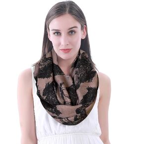 Lina & Lily Wolf Animal Print Women's Infinity Scarf Lightweight