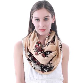 Lina & Lily Skull Rose Print Women's Infinity Scarf Lightweight