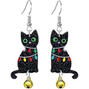 coadipress Christmas Cat Earrings for Women Cute Funny Christmas Cat Animal Earrings Lovely Santa Hat Kitten Christmas Socks Cat Christmas Tree Cat Earrings Xmas Holiday Earrings