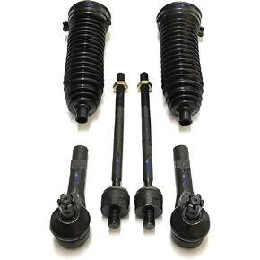 PartsW - 6 Pc Steering Kit Gear Bellows, Inner & Outer Tie Rod Ends