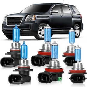 OQSNCV Fit for GMC Terrain (2010-2018) Halogen Headlight Bulbs,9005 High Beam + H11 Low Beam+ H11 Fog Light Headlamp Replacement Bulbs Kit 100W 4200K, Pack of 6