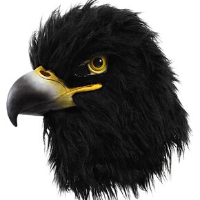 Black Eagle Mask Novelty Latex Hawk Mask Closed Mouth Eagle Head Mask Animal Costume Bird Mask for Party Festival Halloween Masquerade