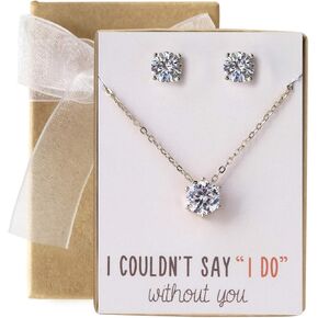 A+O Bridesmaid Gift - Cubic Zirconia Earring and Necklace Set