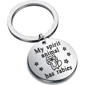 My Spirit Animal Has Rabies Keychain Funny Raccoon Gifts