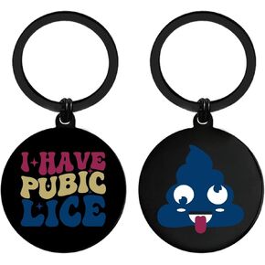 EE&YU I Have Pubic Lice Keychain for Teenagers - Funny Birthday Gag Gifts for Women Men - White Elephant Key Chain for Adults